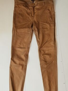 Escada Butter Soft Leather Pants Brown Straight Leg / Skinny Size 40